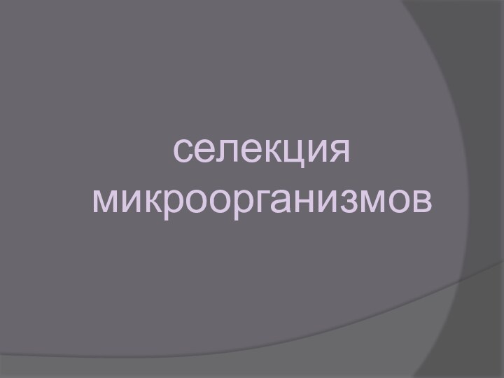 селекция микроорганизмов