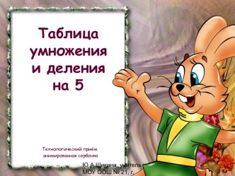 Таблица умножения и деления на 5