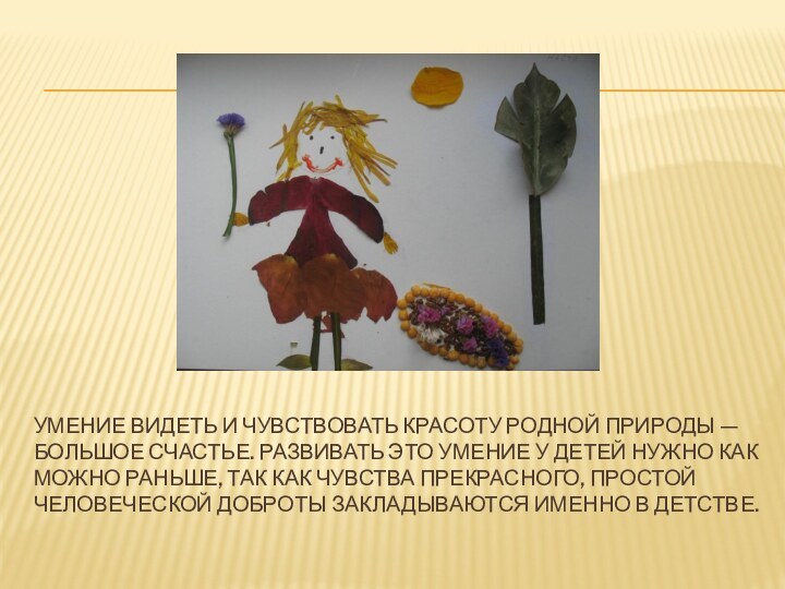 Умение видеть и чувствовать красоту родной природы — большое счастье. Развивать это