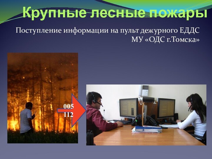 Крупные лесные пожарыПоступление информации на пульт дежурного ЕДДС МУ «ОДС г.Томска»