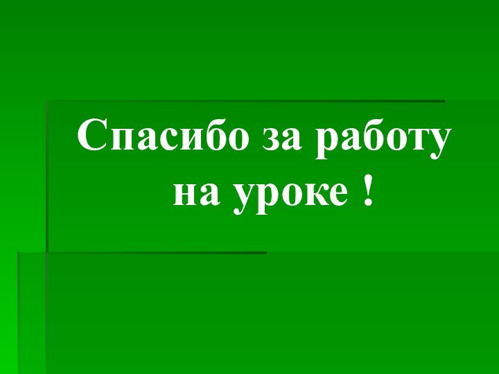 Спасибо за работу на уроке !