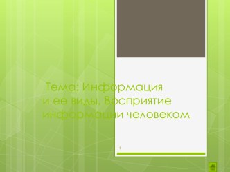 Информация и ее виды. Восприятие информации человеком