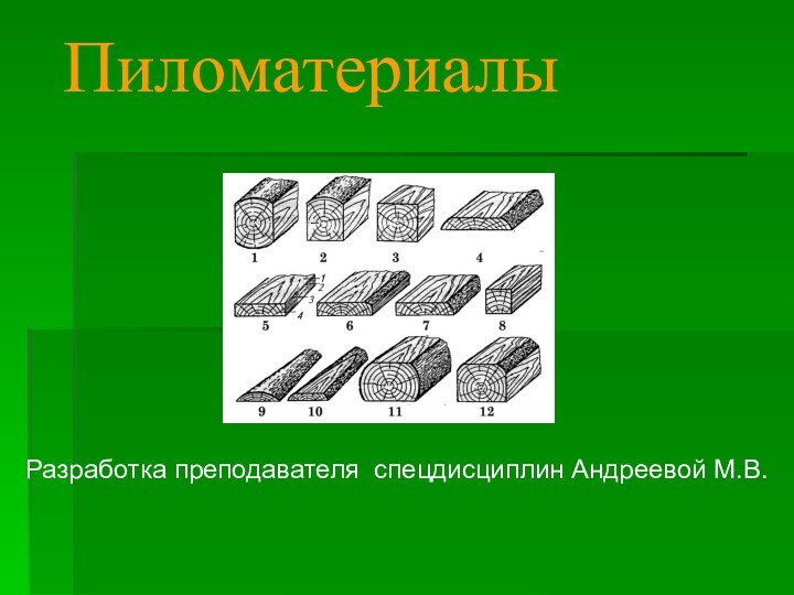 ПиломатериалыРазработка преподавателя спецдисциплин Андреевой М.В.