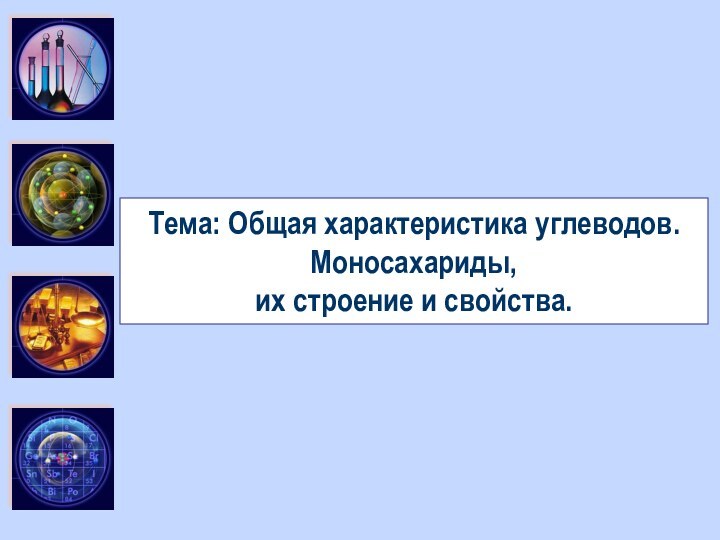 Тема: Общая характеристика углеводов.  Моносахариды, их строение и свойства.