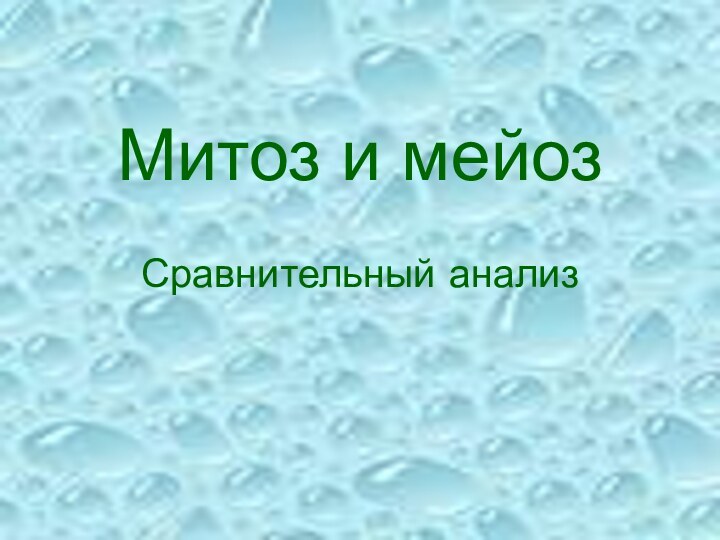 Митоз и мейозСравнительный анализ