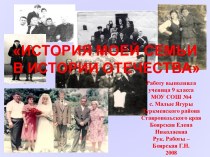 ИСТОРИЯ МОЕЙ СЕМЬИ В ИСТОРИИ ОТЕЧЕСТВА