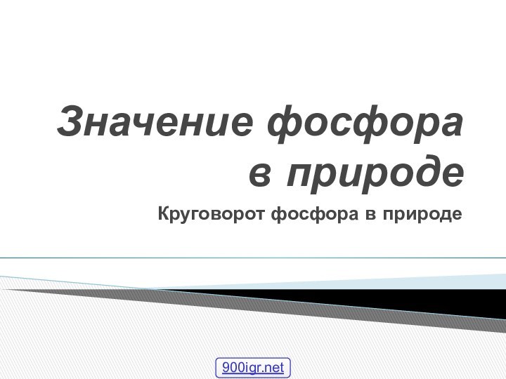 Значение фосфора в природеКруговорот фосфора в природе