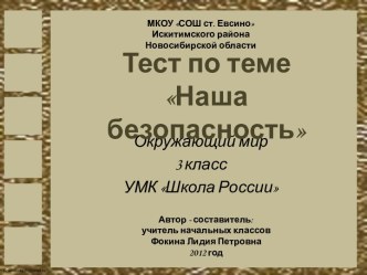 Тест по теме Наша безопасность