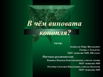 В чём виновата конопля?