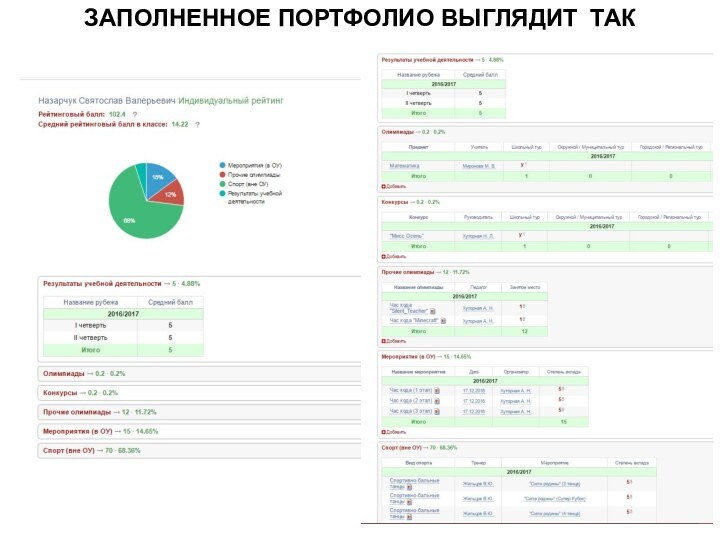 ЗАПОЛНЕННОЕ ПОРТФОЛИО ВЫГЛЯДИТ ТАК