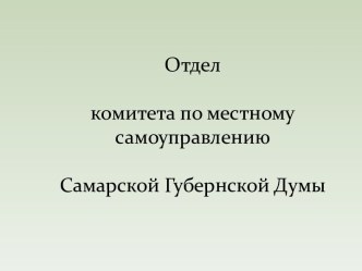 Отдел комитета по местному самоуправлению Самарской Губернской Думы