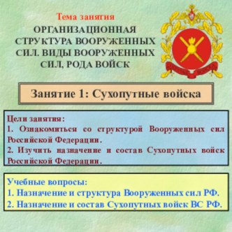 Организационная структура Вооруженных Сил. Виды вооруженных сил, рода войск