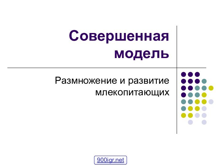 Совершенная модельРазмножение и развитие млекопитающих