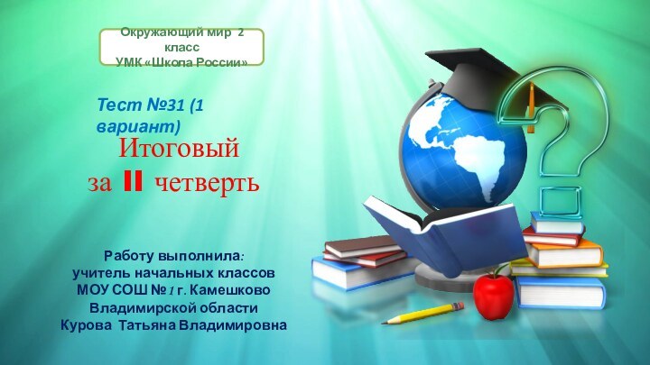 Итоговый за II четвертьОкружающий мир 2 классУМК «Школа России»Тест №31 (1