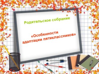 Особенности адаптации пятиклассников