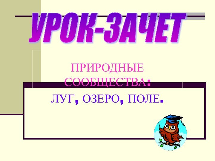 ПРИРОДНЫЕ СООБЩЕСТВА:ЛУГ, ОЗЕРО, ПОЛЕ.УРОК-ЗАЧЕТ