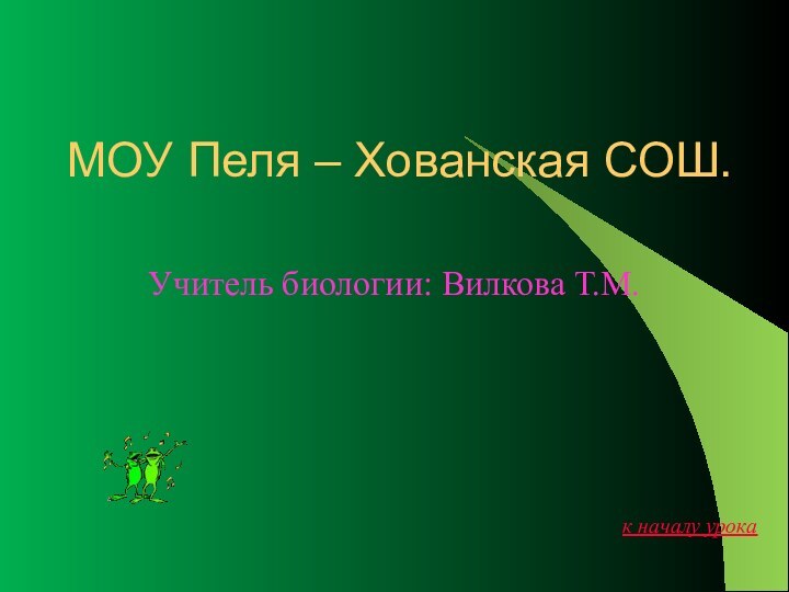 МОУ Пеля – Хованская СОШ.  Учитель биологии: Вилкова Т.М.