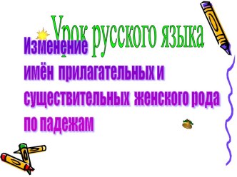 Изменение имён прилагательных и существительных женского рода по падежам