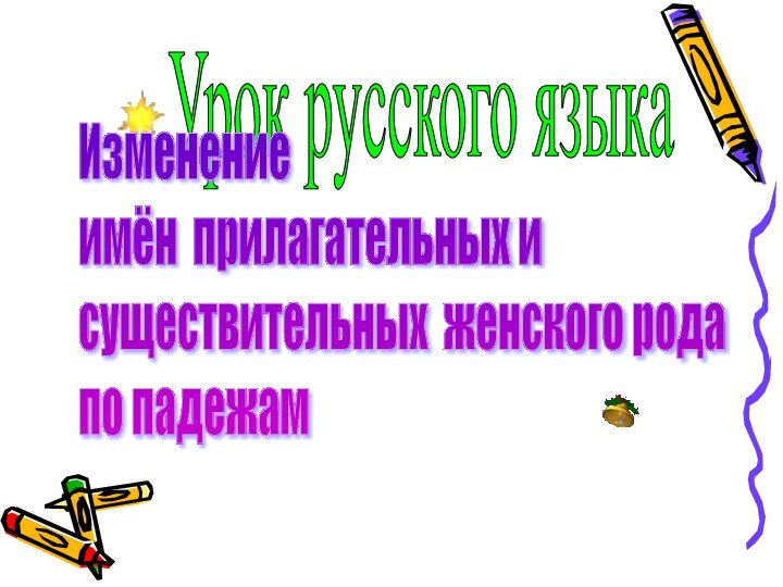 Урок русского языкаИзменение  имён прилагательных и  существительных женского рода  по падежам