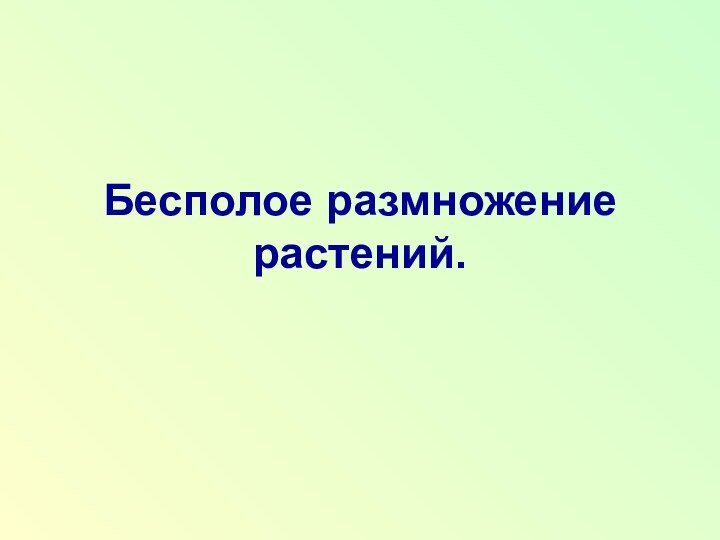 Бесполое размножение растений.