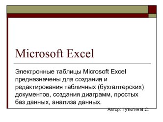 Електронная таблица excel