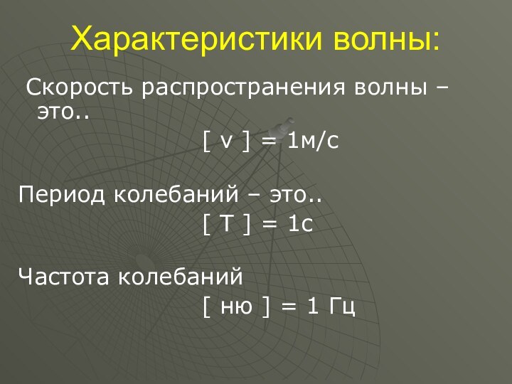 Характеристики волны: Cкорость распространения волны – это..