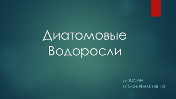 Диатомовые ВодорослиВЫПОЛНИЛ:БЕЙМОВ РИНАТ БХБ-112