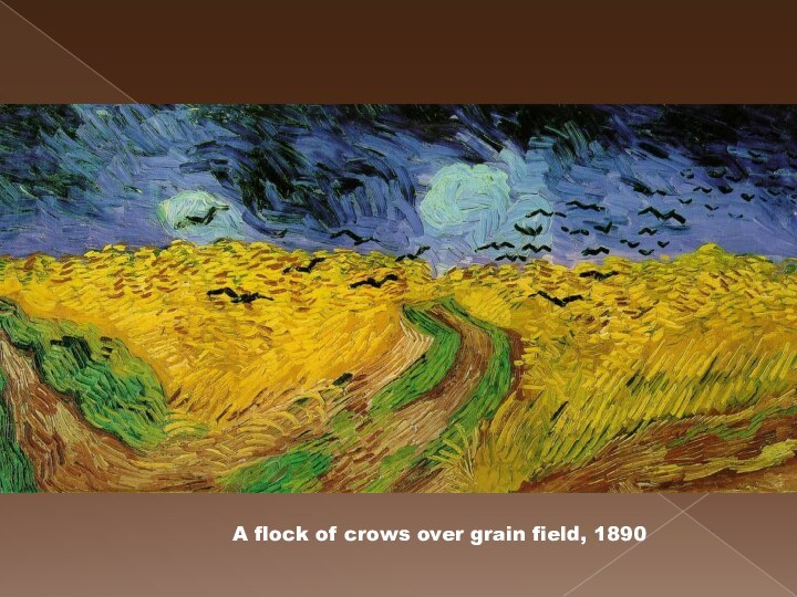 A flock of crows over grain field, 1890