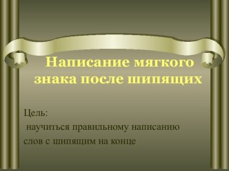 Написание мягкого знака после шипящих