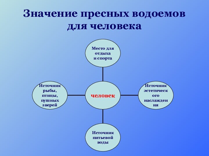 Значение пресных водоемов  для человека