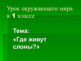 Где живут слоны?