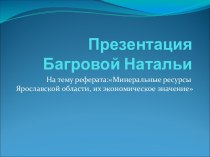 Минеральные ресурсы Ярославской области, их экономическое значение