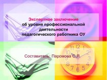 Экспертное заключение об уровне профессиональной деятельности педагогического работника ОУ