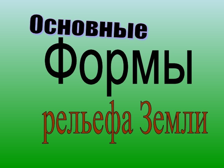 Формы  рельефа Земли Основные