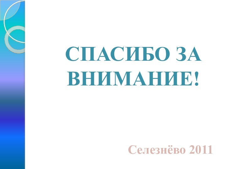 СПАСИБО ЗА ВНИМАНИЕ! Селезнёво 2011