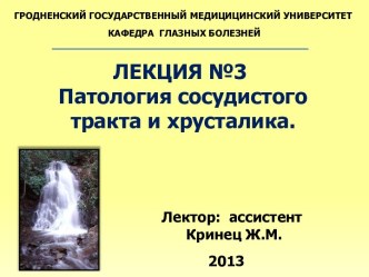 Патология сосудистого тракта и хрусталика