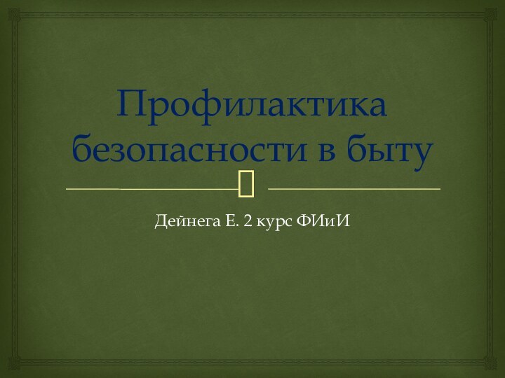 Профилактика безопасности в бытуДейнега Е. 2 курс ФИиИ