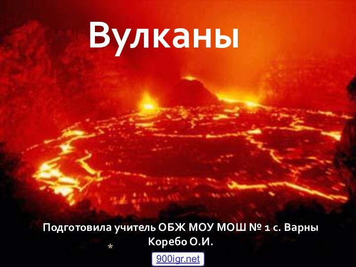 ВулканыПодготовила учитель ОБЖ МОУ МОШ № 1 с. Варны Коребо О.И.*