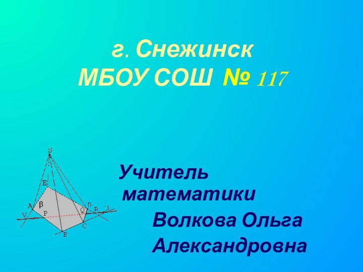 г. Снежинск МБОУ СОШ № 117