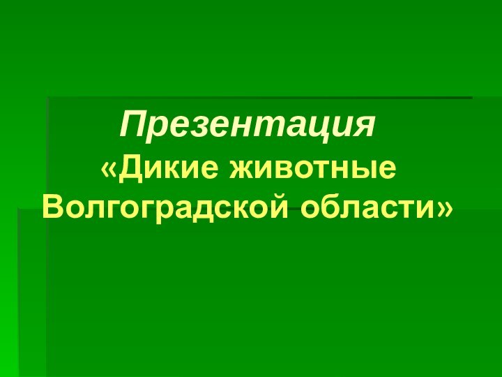 Презентация  «Дикие животные Волгоградской области»