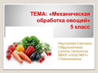 Механическая обработка овощей