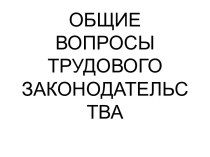 Общие вопросы трудового законодательства