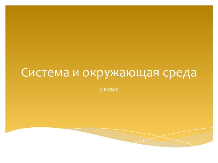 Система и окружающая среда7 класс