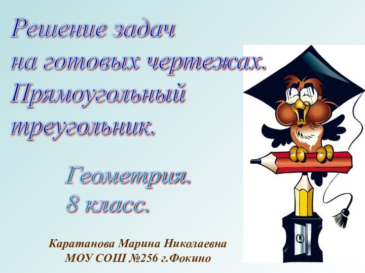 Решение задач  на готовых чертежах.  Прямоугольный  треугольник.Геометрия.  8