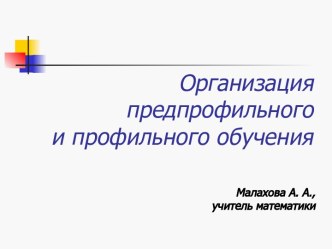 Организация предпрофильного и профильного обучения