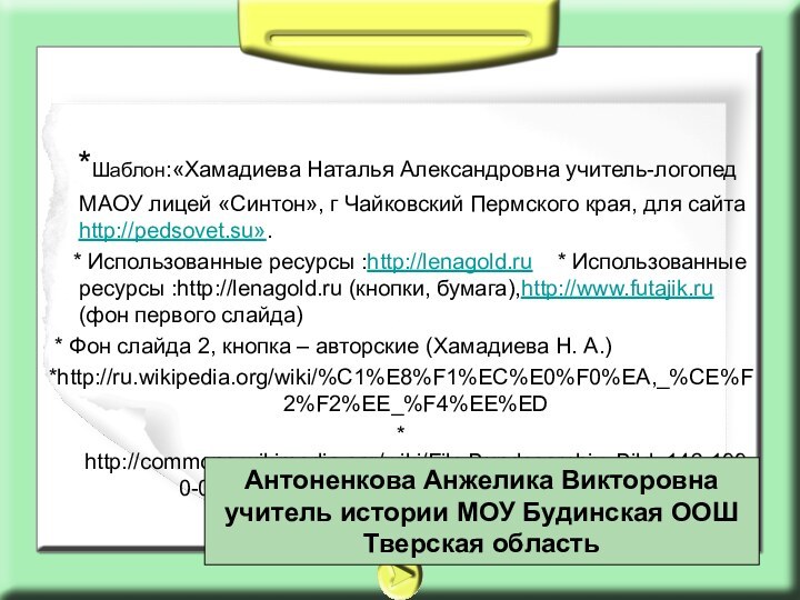 *Шаблон:«Хамадиева Наталья Александровна учитель-логопед   МАОУ лицей «Синтон», г