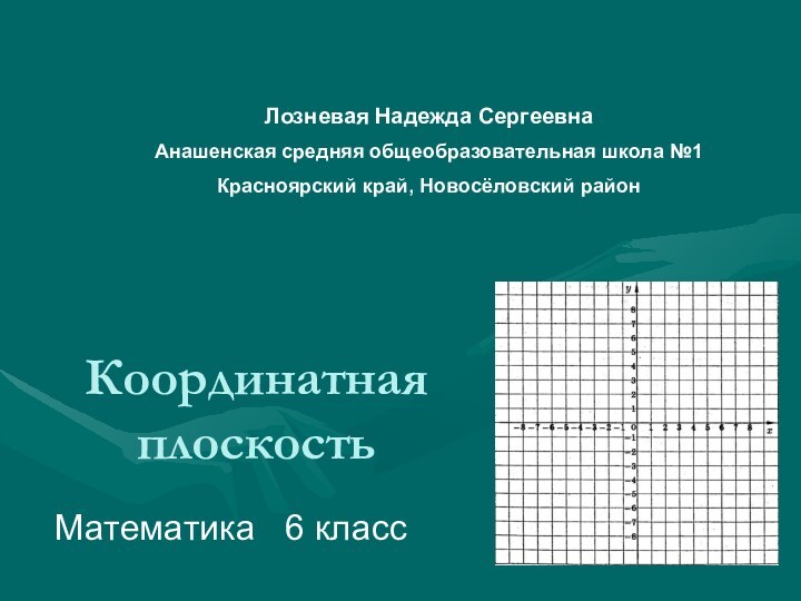 Координатная плоскостьМатематика  6 классЛозневая Надежда СергеевнаАнашенская средняя общеобразовательная школа №1Красноярский край, Новосёловский район