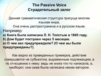 The Passive Voice Страдательный залог