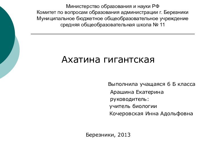 Министерство образования и науки РФ  Комитет по вопросам образования администрации г.