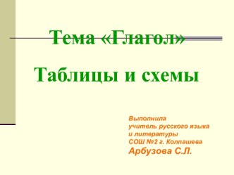 Глагол Таблицы и схемы